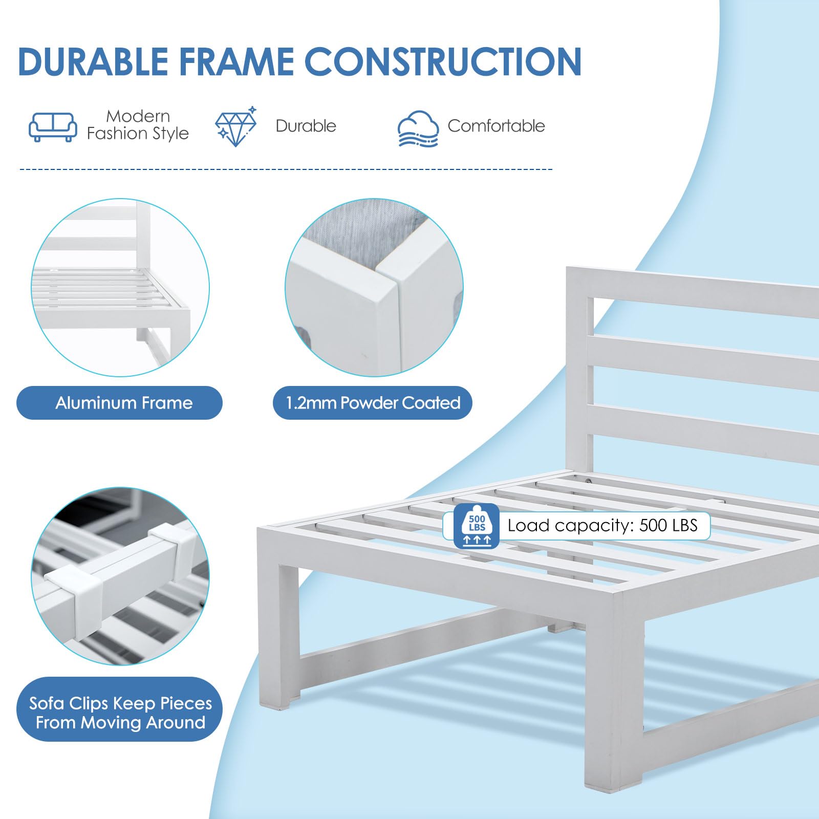 NICESOUL® Modern Modular All-Weather Outdoor Furniture Aluminum Sofa, 29“ Wide Deep Seat Heavy Duty Anti-Rust Frame Corner Chair Patio Sectional Piece for Backyard Deck Sunroom Lawn Terrace Outside