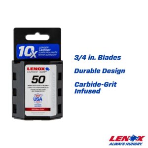 LENOX Utility Knife Blades, Carbide, Replacement Pack, 50 Units (LXHT11800L)