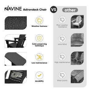 NAVINE Adirondack Chair Set of 4, HDPE Folding Adirondack Chair with Multifunctional Cup Holder, Weather Resistant Fire Pit Chair for porches, patios, poolsides, Decks.