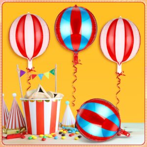 12 Pcs 22 Inch Big Carnival Decorations Carnival Theme Party Decorations Aluminum Circus Decorations 360 Degree 4D Carnival Balloons Halloween Carnival Birthday Party Supplies (Red White, Red Blue)