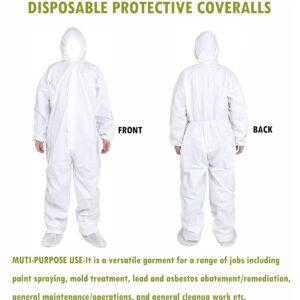 SYINE 3 Pack Large Disposable Protective Coverall Suit with Hood,Painters Coveralls,SF Material for Spray Painting Cleaning Work