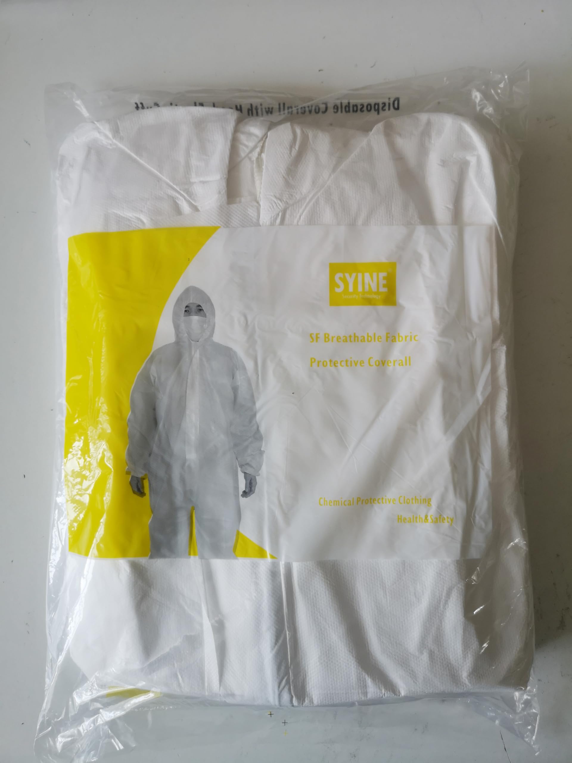 SYINE 3 Pack Large Disposable Protective Coverall Suit with Hood,Painters Coveralls,SF Material for Spray Painting Cleaning Work