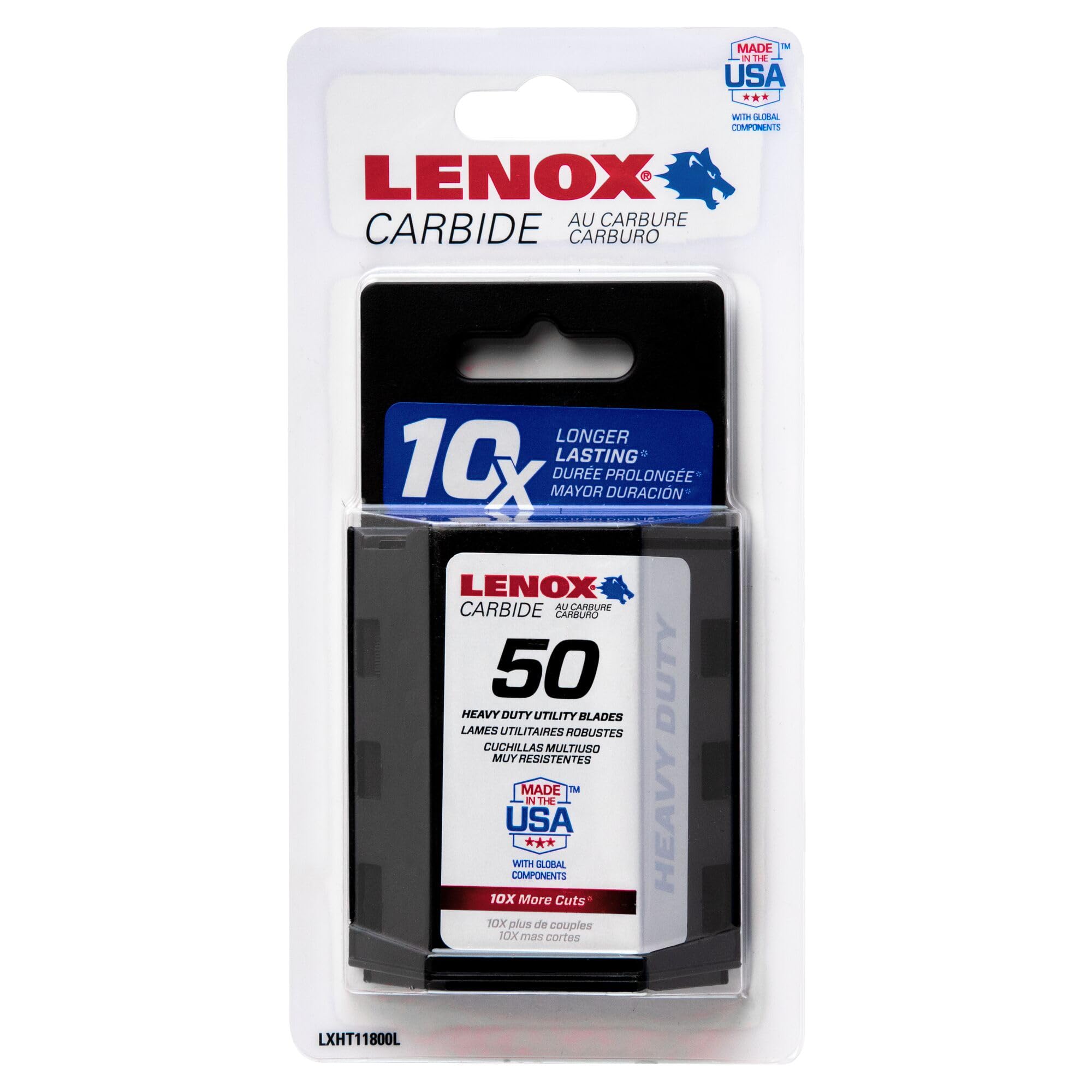 LENOX Utility Knife Blades, Carbide, Replacement Pack, 50 Units (LXHT11800L)