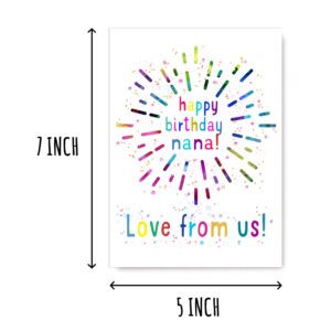 EruditeGifts Happy Birthday Nana Love From Us - Nana Birthday Card From Us Birthday Card For Nana - Birthday Card - Birthday Gift, 5 x 7 inches