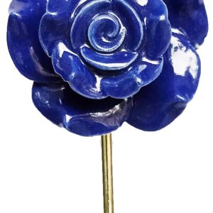 PARIJAT HANDICRAFT Hand Painted Beautifully Blue Colored Rose Design Ceramic Wall Hook Hanger Key Holder hat Clothes hangings Bath Towel Hook Hanger