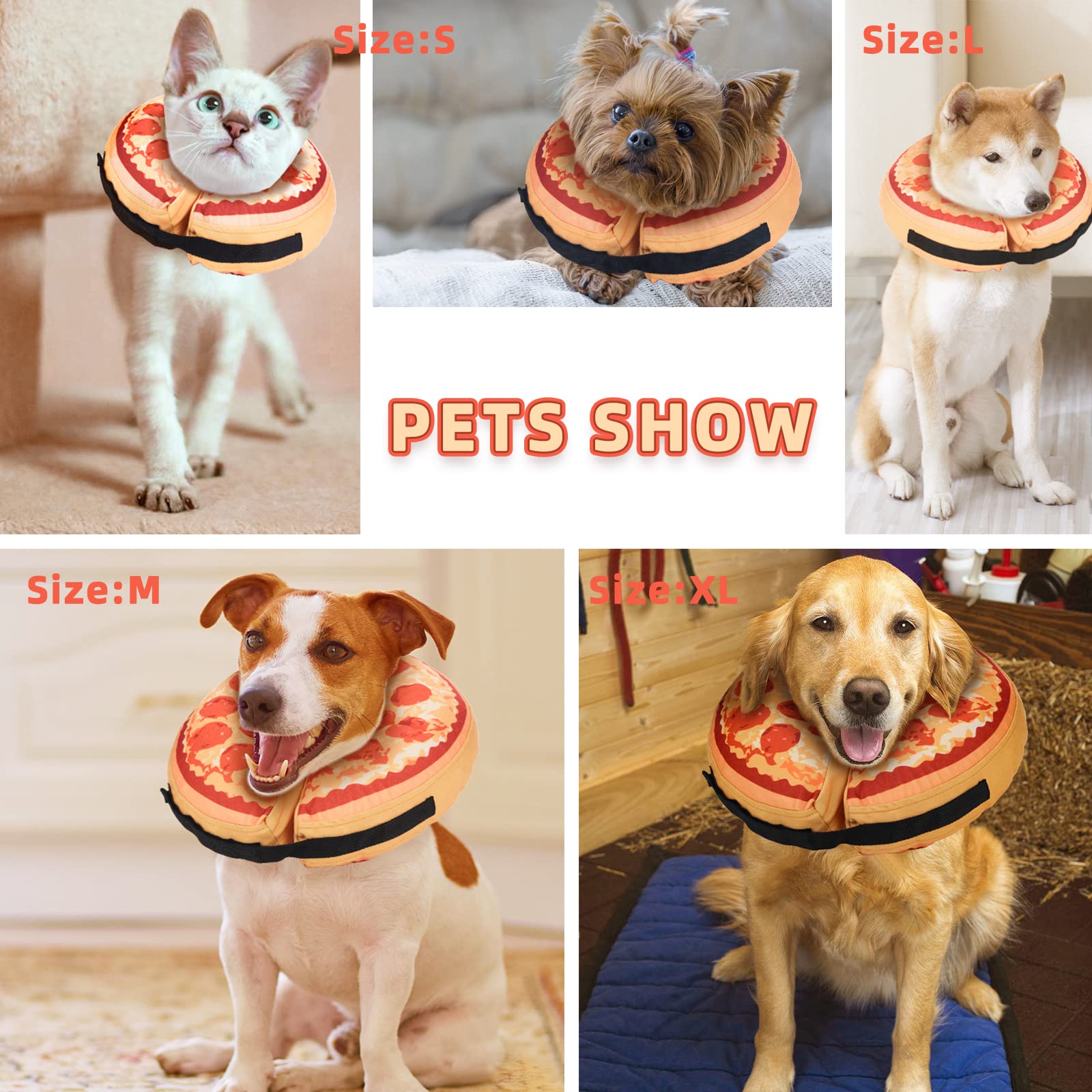 Inflatable Dog Cone Collar，Soft Protective Collar for Dogs and Cats Recovery Pet Cone, E-Collar Dog Neck Pizza Dog Cone After Surgery（No Pump）