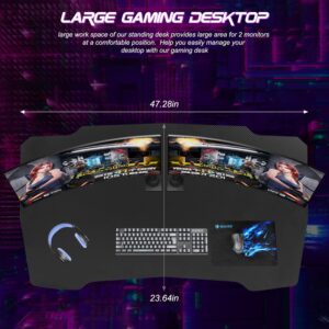 Pazidom Gaming Desk 47 Inch Z-Shaped Gaming Computer Desk Modern Ergonomic PC Computer Table Home Office Desk Racing Style Gaming Workstation with Headphone Hook, Red