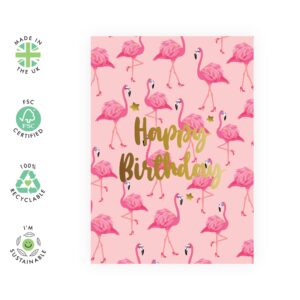 CENTRAL 23 Flamingo Birthday Card - Pink Birthday Cards For Her - Fabulous Gifts For Women Mom Daughter Sister Aunt - Comes With Fun Stickers - Made In The UK - Vegan Ink