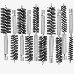 MIKILIKIEN Stainless-Steel Bore Brush for Drill,Wire Brush Set for Power Drill with 1/4-in Hex Shaft,Metal Cleaning Brushes with Stainless-Steel bristles(10-Size Set)