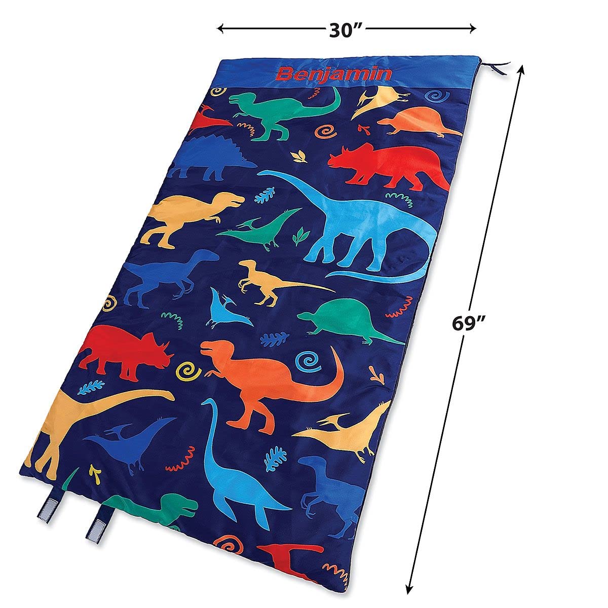 Dinosaur Kids Personalized Sleeping Bag, 30 x 60 Child-Size, Indoor, Lightweight, Custom-Embroidered Name, Boy's Sleeping Bag