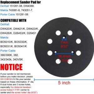 5" Sander Pad Replacement for DeWalt OE# 151281-08,Fits DW421,DW423,DW4388,D26451and D26453,Compatible with Makita Orbital Sander BO5010, BO5030K, BO5031K, BO5041K