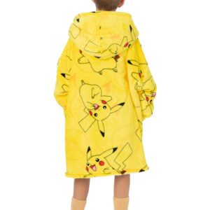 Pokemon Pikachu Vuddie Oversized Blanket Hoodie Kids Boys Girls Yellow Fleece