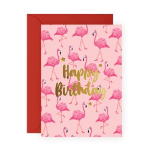 central 23 flamingo birthday card - pink birthday cards for her - fabulous gifts for women mom daughter sister aunt - comes with fun stickers - made in the uk - vegan ink