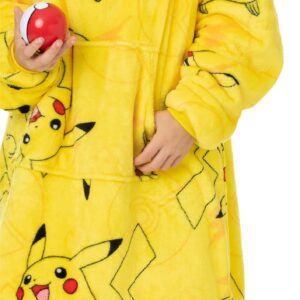 Pokemon Pikachu Vuddie Oversized Blanket Hoodie Kids Boys Girls Yellow Fleece