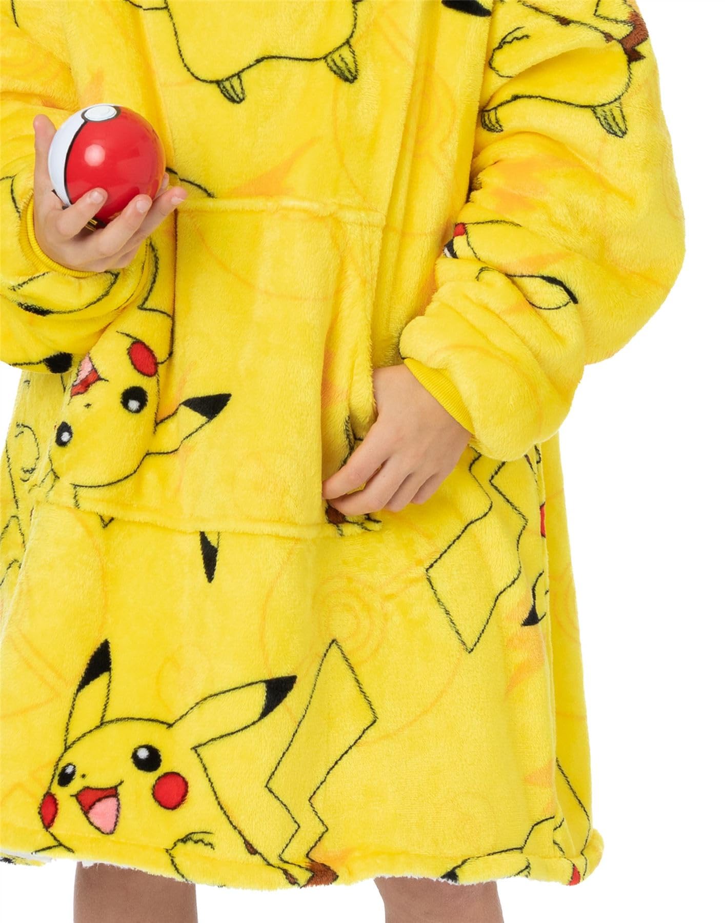 Pokemon Pikachu Vuddie Oversized Blanket Hoodie Kids Boys Girls Yellow Fleece