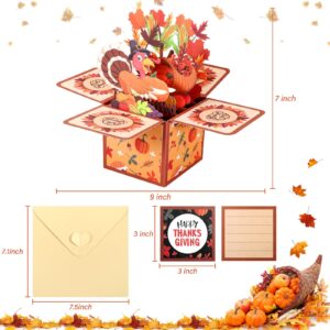 Kesote Thanksgiving Pop Up Card with Envelope, Thanksgiving Greeting Cards Thank You Cards, 3D Thankful Cards for Thanksgiving, Pop Up Happy Thanksgiving Card for Kids Employees