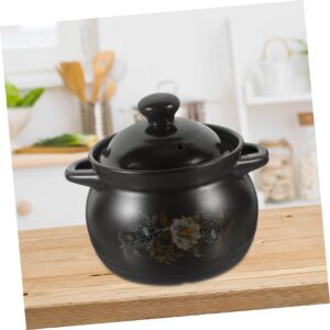 Hemoton Stew Pot Ceramic Stockpot, Ceramic Cooking Pot, Chinese Casserole Thickened Cooking Pot with Lid Chinese Stock Pot Large Soup Stock Pot (1.8L/ 1.7QT)