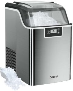 silonn countertop nugget ice maker, pebble ice maker machine, 44lbs of ice per day, automatic timer & self-cleaning, pellet ice maker for home office bar party