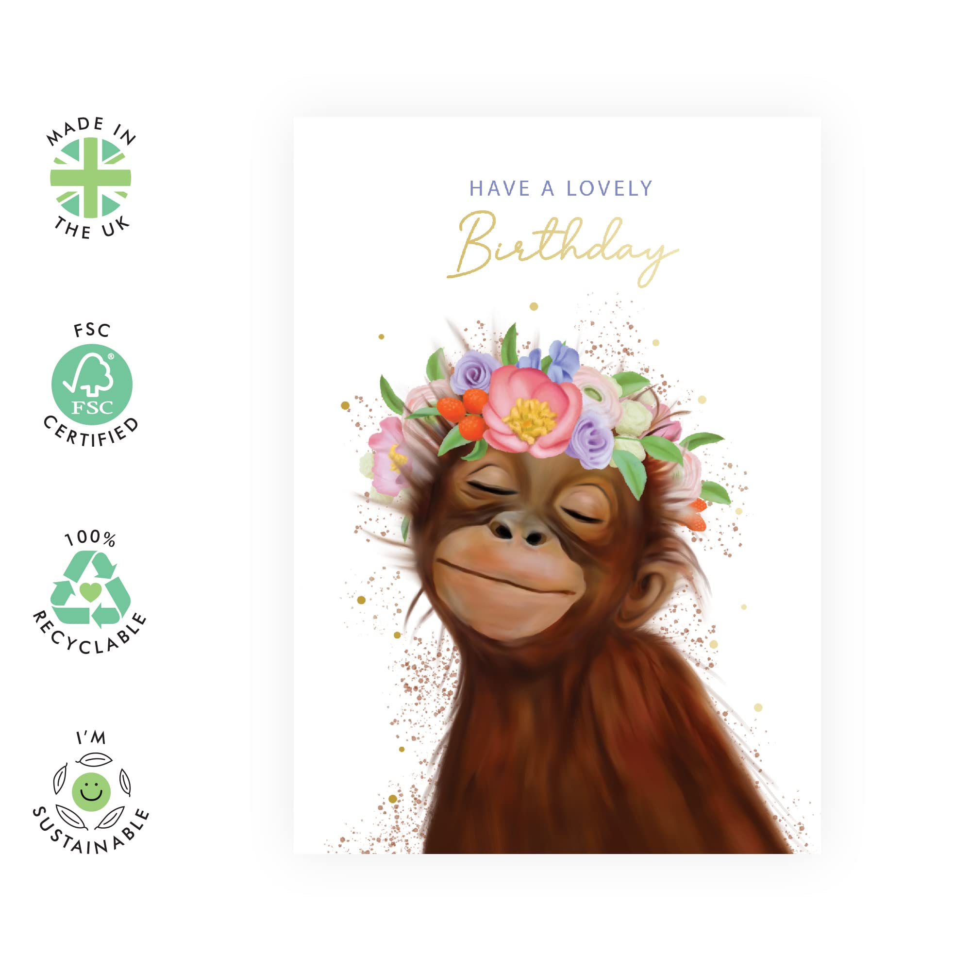 CENTRAL 23 Kids Birthday Cards - Birthday Cards For Her Women - Floral Monkey - Birthday Gift For Sister Daughter Nan Granddaughter - Comes With Fun Stickers