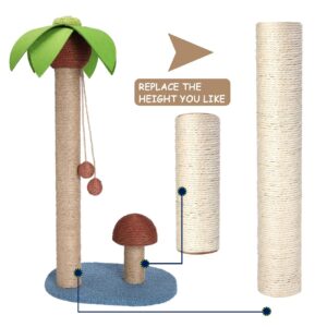 PowerKing Natural Sisal Replacement Scratching Post, 4 Pieces M8 Cat Scratch Post Refill Pole Parts for Refurbishment, White, Include Screws,15.74''+15.74''+7.87''+7.87''