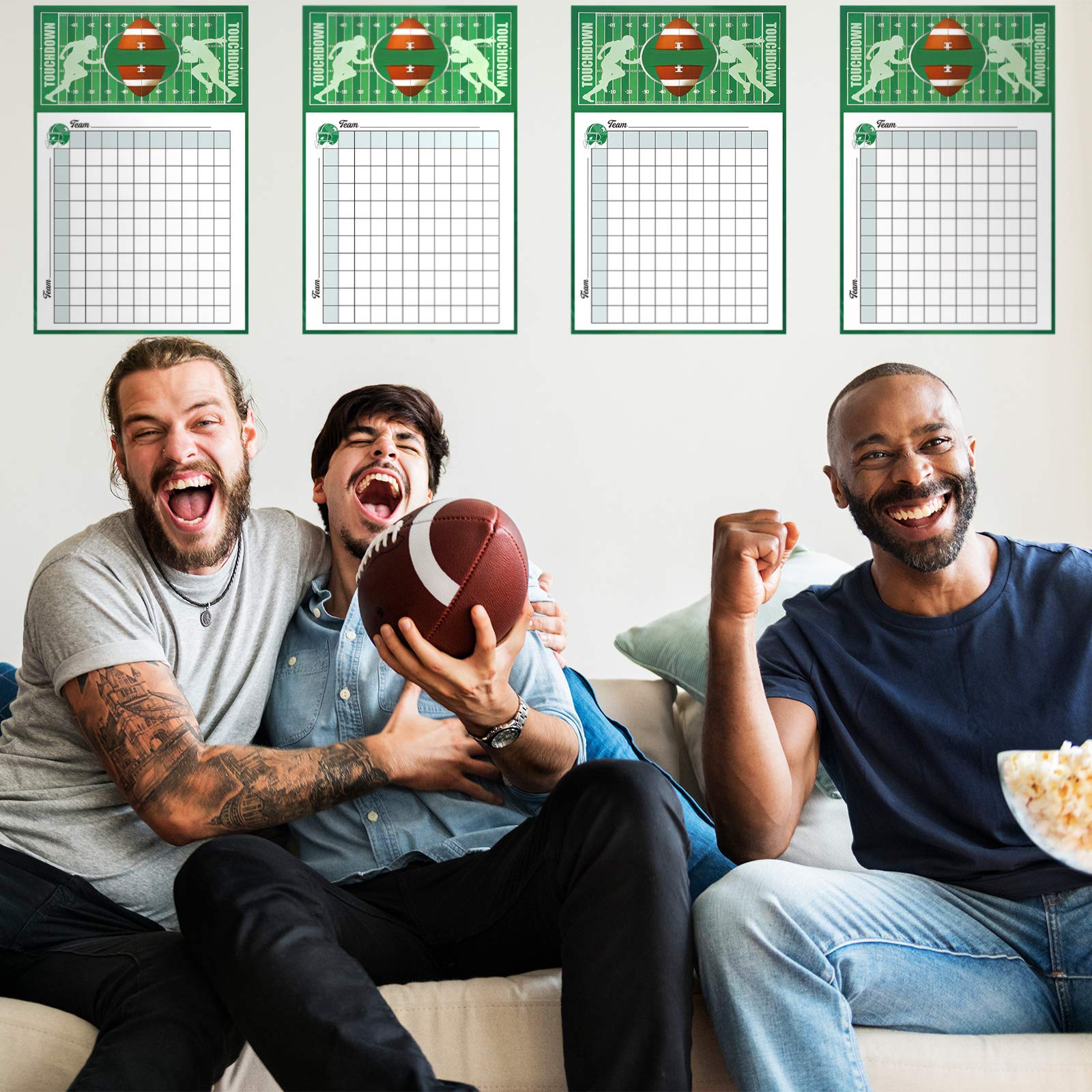 Zonon Square Game Sheet Posters Football Game Squares 100 Grids Score Record Posters Square Football Party Posters Sports Games Decorations for Football Match Party, 11 x 17 Inches (30 Pieces)