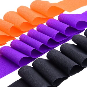 Hapeper 9 Rolls Crepe Paper Streamers for Halloween Themed Party Decorations, 82 Feet/Roll, Purple, Orange, Black