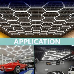 SENKOYU DIY Plug-in LED Hexagonal Honeycomb Garage Light, Car Beauty Workshop Detail Light, 6500K Daylight White, for Repair Garage Detail Light and Gym, Mall, Basement, KL-L706B-SW