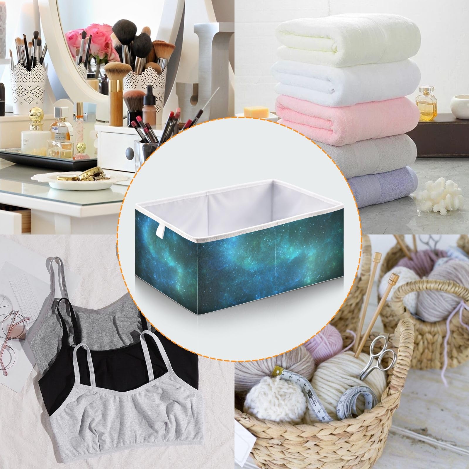 Sletend Cube Storage Bins Nebula Galaxy Universe Collapsible Storage Baskets Foldable Fabric Storage Box for Clothes, Toys 11" x 11" x 11"