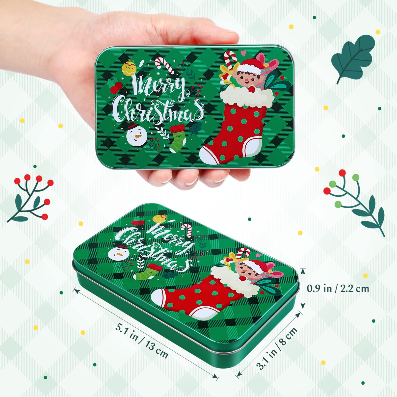 Christmas Gift Card Holder Boxes: 8PCS Gift Card Holder with Lids and Greeting Card Holiday Tins Holders for Christmas Party Favors