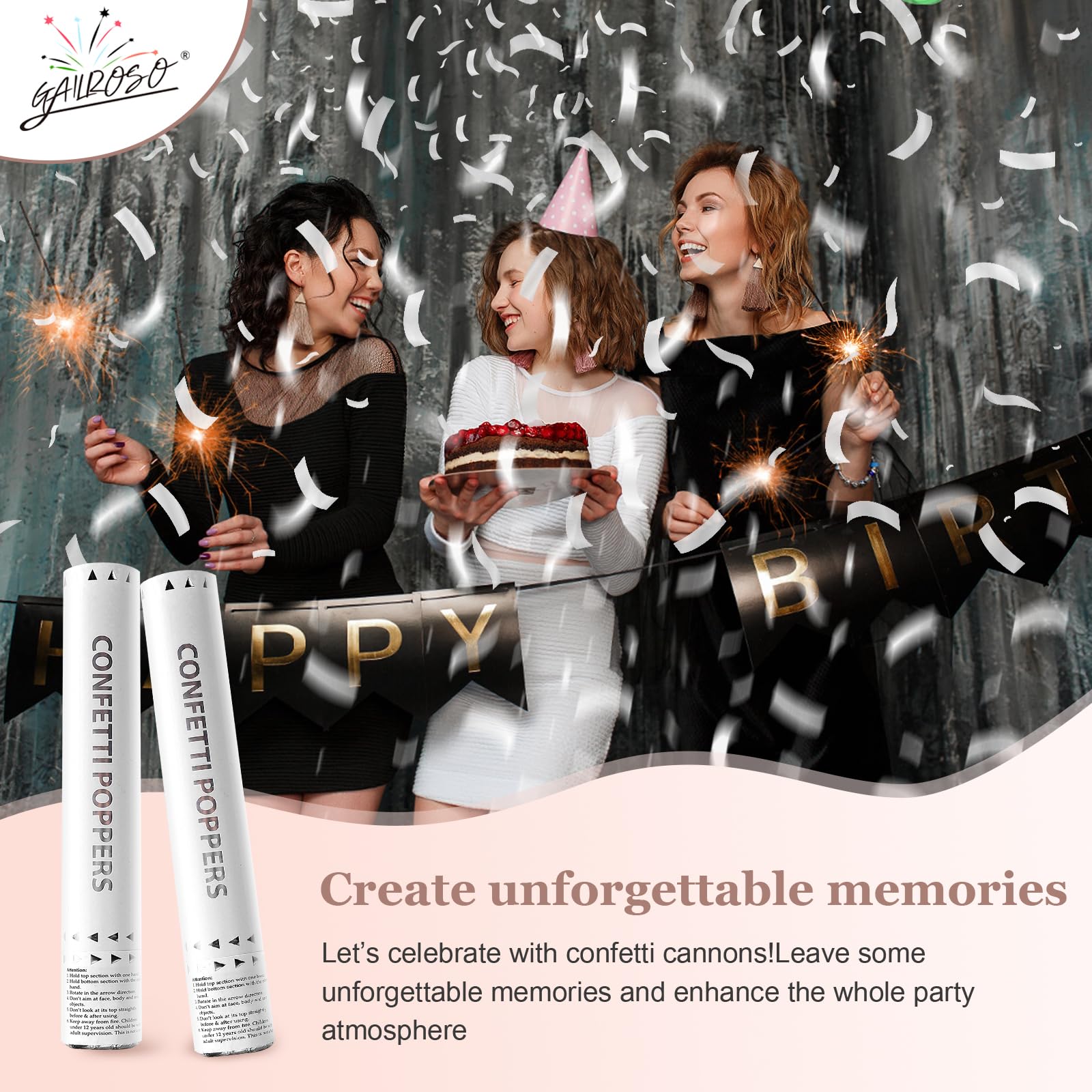 White Confetti Poppers,Rice Paper Water Soluble Confetti Cannon for Wedding,Biodegradable Confetti Poppers Air Powered For Engagement,Wedding,Birthday,Celebrations and New Years Eve(White 5pack)