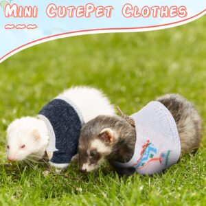 Mixweer 4 Pcs Ferret Clothes Hamster Sweater Guinea Pig Clothes Bunny Costume Knitted Sweatshirt for Warm Winter Christmas Vest Clothing Ferret Accessories Kit Small Animal Outfit (Rhombus Style)