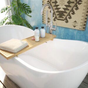 DreamLine Nile 59 in. L x 28 in. H Acrylic Freestanding Bathtub with Brushed Nickel Finish