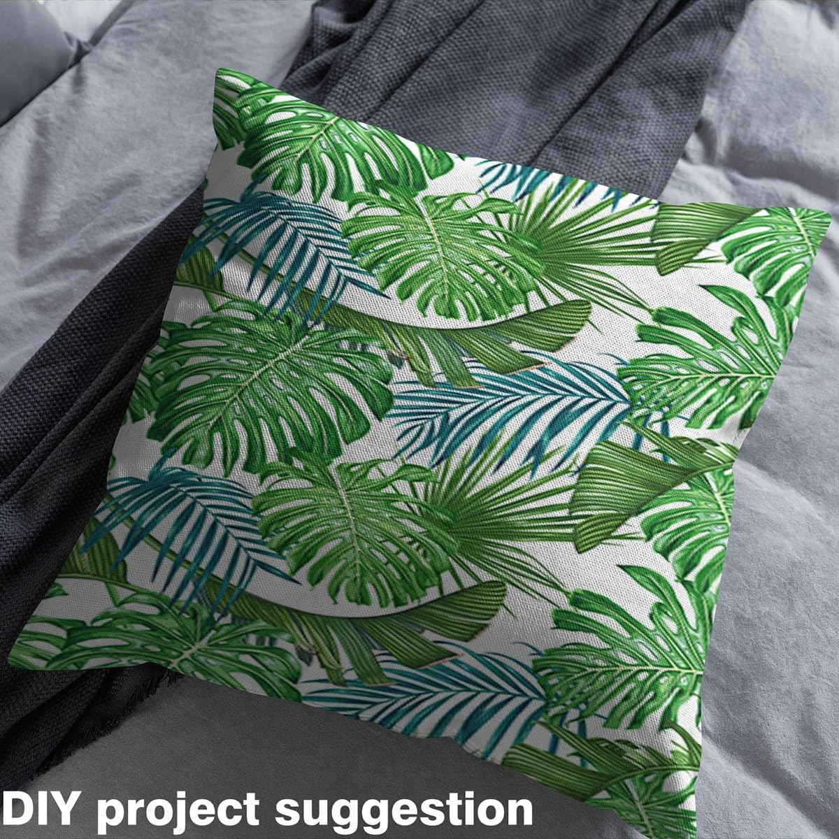 Feelyou Tropical Leaves Fabric by The Yard,Botanical Palm Leaf Pattern Hawaiian Island Upholstery Fabric for Chairs Sofa Couch,Leaf Branches Nature Theme Outdoor Fabric Waterproof,3 Yards,Green Blue