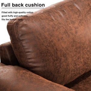 HOOOWOOO 100" L Shaped Couch with Reversible Chaise Living Room Couch Modern Sofa Set for Small Living Room Apartment Space,Dark Brown Faux Suede