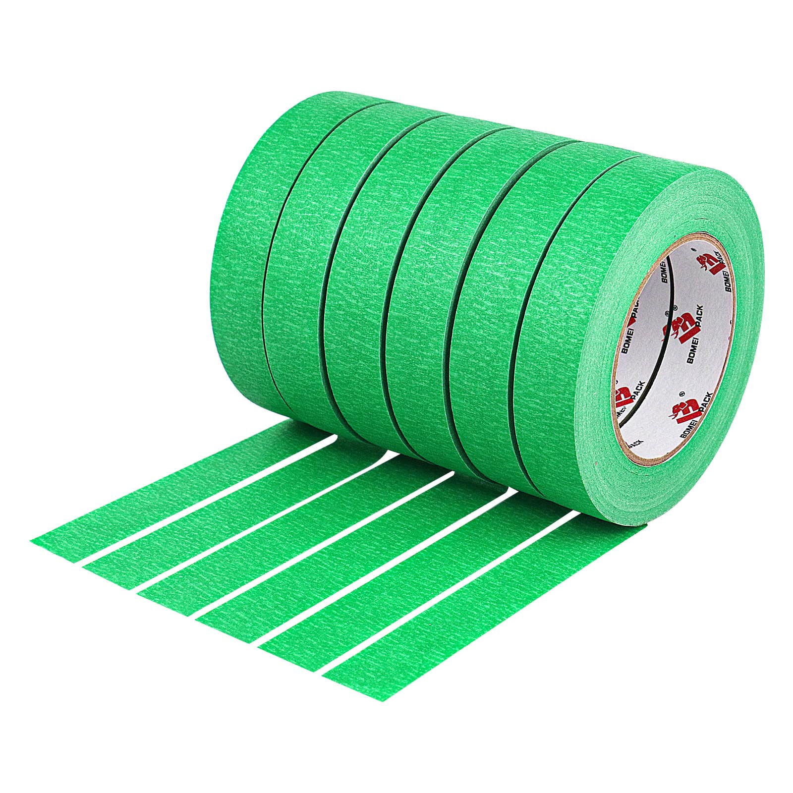 BOMEI PACK Painters Tape, Car Paint Green No Residue Automotive Masking Tape, Clean Removal Green Masking Tape, UV Resistant, 0.94 Inches x 55 Yards, 6 Rolls