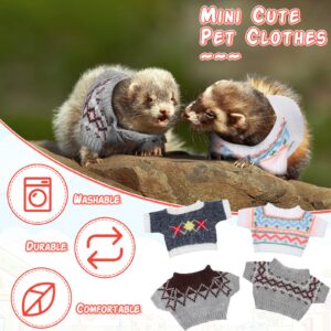 Mixweer 4 Pcs Ferret Clothes Hamster Sweater Guinea Pig Clothes Bunny Costume Knitted Sweatshirt for Warm Winter Christmas Vest Clothing Ferret Accessories Kit Small Animal Outfit (Rhombus Style)