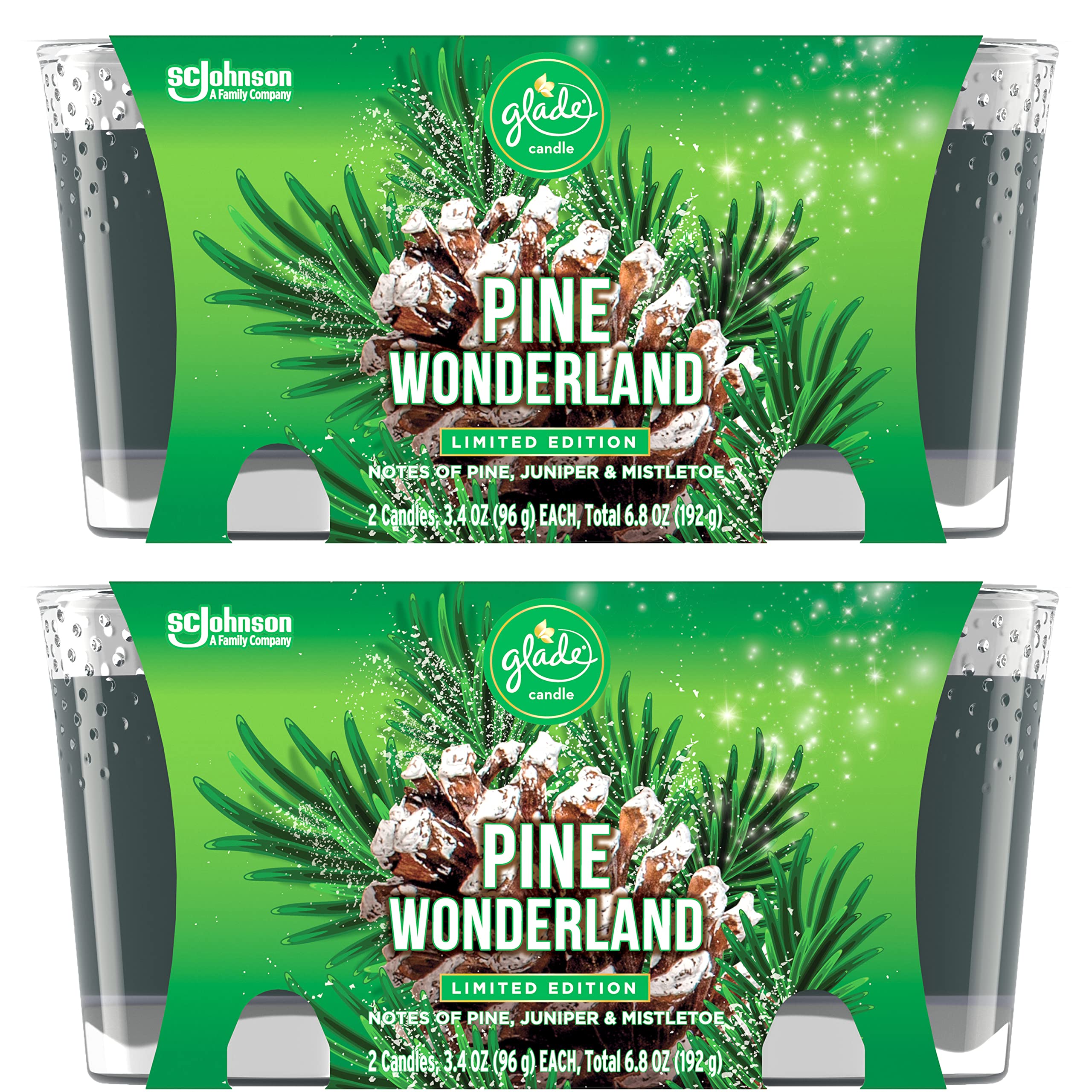 Glade Jar Candles, Fragrance Candles Infused with Essential Oils, Air Freshener Candles, 4 Candles 3.4 Oz (Pine Wonderland)