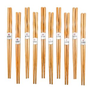 10 pairs bamboo chopsticks reusable, twisted chopsticks natural wooden chopsticks, 9.06 inch/23cm dishwasher safe lightweight by lanhuths