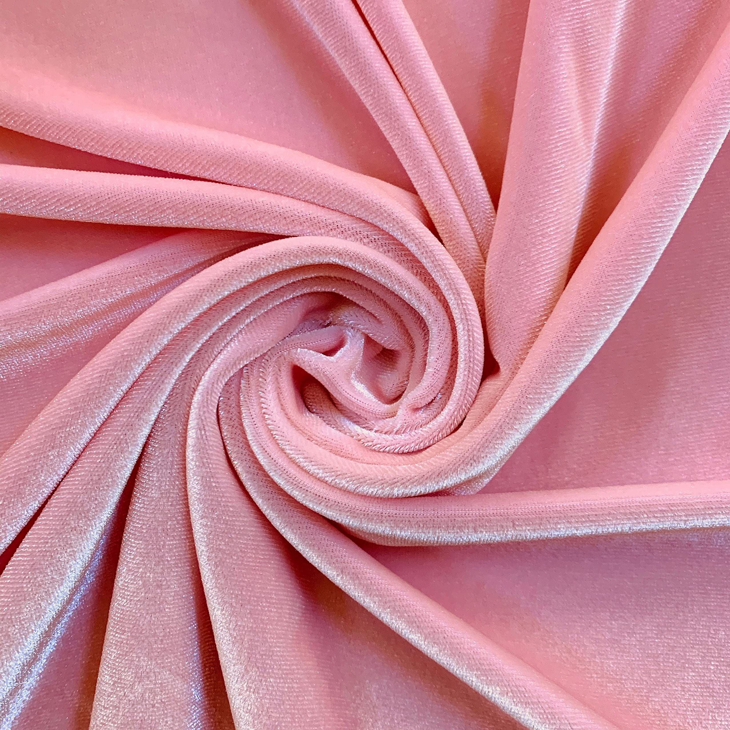 Princess Light Pink Polyester Spandex Stretch Velvet Fabric for Bows, Top Knots, Head Wraps, Clothes, Costumes, Crafts - NewFabricsDaily