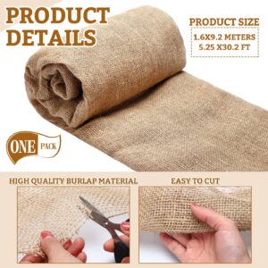 Burlap Roll Natural Burlap Fabric Multipurpose Rustic Fabric Roll for Garden Wedding Table Runners Home Party Decor (63 Inch x 30 Feet)