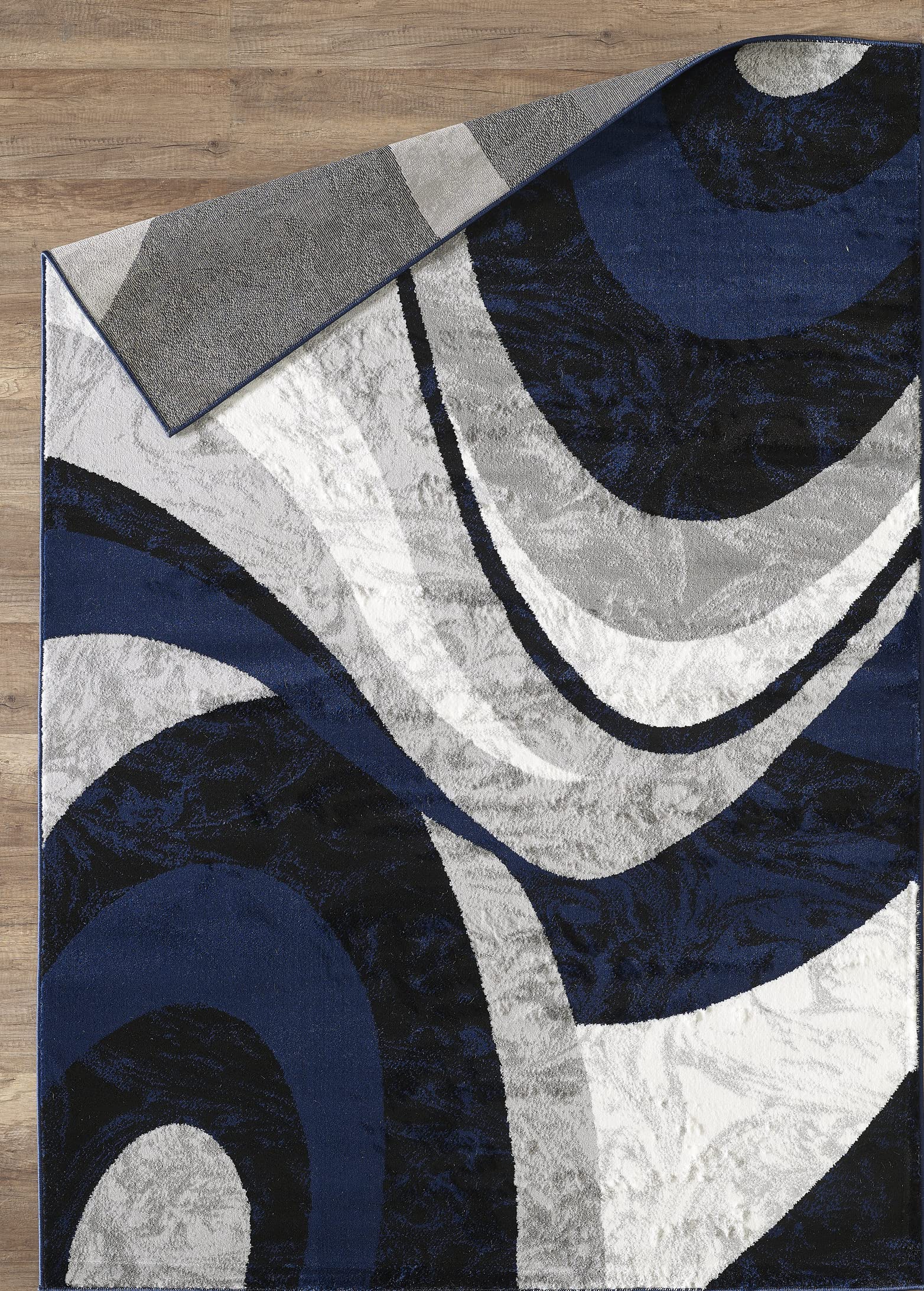 Yafa Home Fashion Modern Contemporary Swirls Design Area Rug, Luxurious, Elegant, and Fashionable Area Rug (Navy, 8 ft X 10 ft)