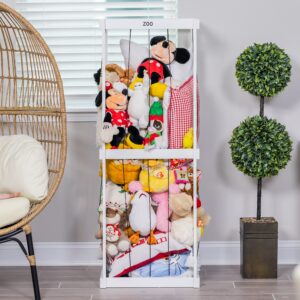 relodecor stuffed animal zoo storage, wood zoo animals toy holder, animal cage organizer, ball storage, zoo cage for stuffed animals