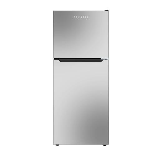 Frestec 12.1 CU' Refrigerator with Freezer, Apartment Size Refrigerator Top Freezer, 2 Door Fridge with Adjustable Thermostat Control, Freestanding, Door Swing, Stainless Steel (FR 1202 SL)