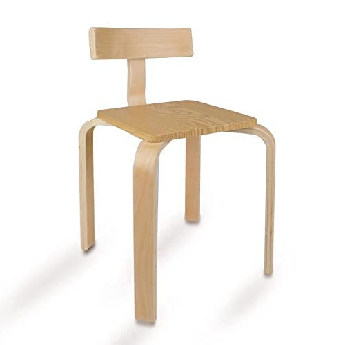 KVIPY Wooden Kids Chair, Bentwood Stool with Curved Backrest, 16inch Solid Hardwood Chair, Stackable, for Dinning, Kitchen, Home, Garden, Living, Preschool and Kindergarten