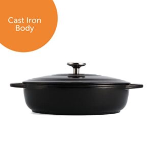 BK Bourgogne Enameled Cast Iron Induction 4.2QT Nonstick Braiser, PFAS Free, Dishwasher Safe, Jet Black