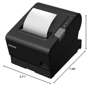 Epson TM-T88VI Thermal Receipt Printer, Ethernet, USB and Serial Interfaces, Requires USB Wireless Dongle, NFC, Supports PC-POS/Mobile Devices/Cloud Servers, Black, DAODYANG Printer_Cable