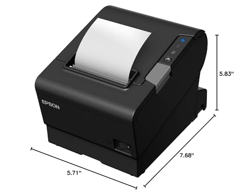 Epson TM-T88VI Thermal Receipt Printer, Ethernet, USB and Serial Interfaces, Requires USB Wireless Dongle, NFC, Supports PC-POS/Mobile Devices/Cloud Servers, Black, DAODYANG Printer_Cable