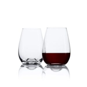 ANDERS & WHITE - 'Hosking' Stemless Wine Glasses. Lead and Toxin Free European Crystal. 4x 15.6 Ounces (460ml) Glasses. Universal Red and White Wine Glasses. Ideal Water Tumbler.