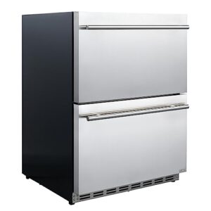 hck under counter outdoor refrigerator, 24 inch double drawer fridge with weatherproof stainless steel, fast cooling, outdoor beverage refrigerator for patio, ideal for home & commercial use