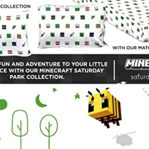 Saturday Park Minecraft Emblematic Twin Duvet Cover & Sham Set - 2 Piece 100% Organic Cotton Duvet Set Features Creeper, Alex & Steve - GOTS & Oeko-TEX Certified (Minecraft Official)